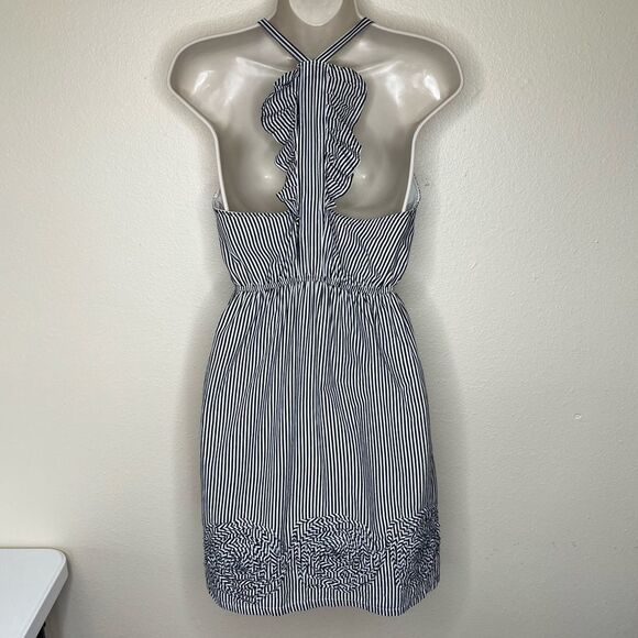 Judith March Stripe Ruffle Racerback Rosette Hem Black White Dress Women Large - Picture 7 of 15